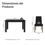 Juego de Comedor Mesa con Encimera de Madera 6 Sillas Marrón/Negro/Oxford Allegro