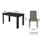 Juego de Comedor Mesa con Encimera de Madera 6 Sillas Marrón/Negro/Silver Allegro