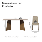Juego de Comedor Encimera de Madera 6 Sillas Marrón/Crema/Imperial Minsk Madesa