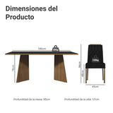 Juego de Comedor Encimera de Madera 6 Sillas Marrón/Negro/Oxford York Madesa