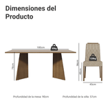 Juego de Comedor Encimera de Madera 6 Sillas Marrón/Crema/Imperial York Madesa