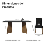 Juego de Comedor Encimera de Vidrio 6 Sillas Marrón/Negro/Oxford Siena Madesa