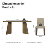 Conjunto de Comedor Encimera de Vidrio 6 Sillas Marrón/Crema/Imperial Madrid Madesa