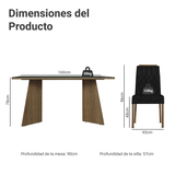Conjunto de Comedor Encimera de Vidrio 6 Sillas Marrón/Negro/Oxford Sintra Madesa