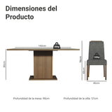 Conjunto de Comedor Encimera de Vidrio 6 Sillas Marrón/Silver Dália Madesa