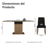 Conjunto de Comedor Encimera de Vidrio 6 Sillas Marrón/Negro/Oxford Dália Madesa