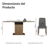 Conjunto de Comedor Encimera de Vidrio 6 Sillas Marrón/Gris/Silver Dália Madesa