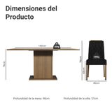 Conjunto de Comedor Encimera de Madera 6 Sillas Marrón/Oxford Bosque Madesa