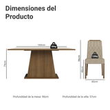 Conjunto de Comedor Encimera de Madera 6 Sillas Marrón/Crema/Imperial Cedro Madesa