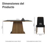 Conjunto de Comedor Encimera de Madera 6 Sillas Marrón/Negro/Oxford Cedro Madesa