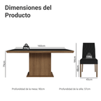 Conjunto de Comedor 6 Sillas Marrón/Negro/Oxford Luso Madesa