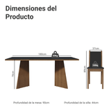 Juego de Comedor Mesa con Encimera de Vidrio 8 Sillas Marrón/Negro Justine