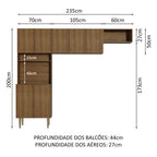 Kit Lavadero 235 cm Marrón Gourmet Madesa