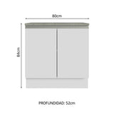 Armario para Baño de 80cm 2 Puertas Blanco