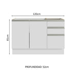 Gabinete para Baño 120cm 2 Puertas 3 Cajones Blanco Madesa