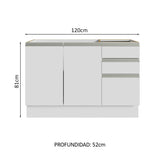 Gabinete para Baño de 120cm 2 Puertas y 3 Cajones Blanco