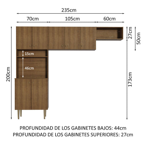 Armario Cocina Compacta 235cm Marrón Gourmet 01