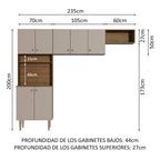 Cocina Compacta 235 cm Marrón/Crema Madesa
