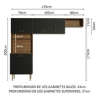 Cocina Compacta 235 cm Marrón/Negro Madesa