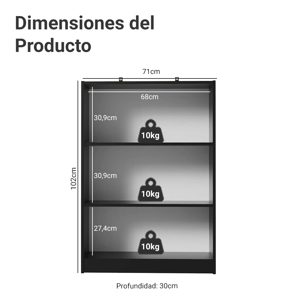 Estante Zapatera 3 Niveles Sin Puertas Negro