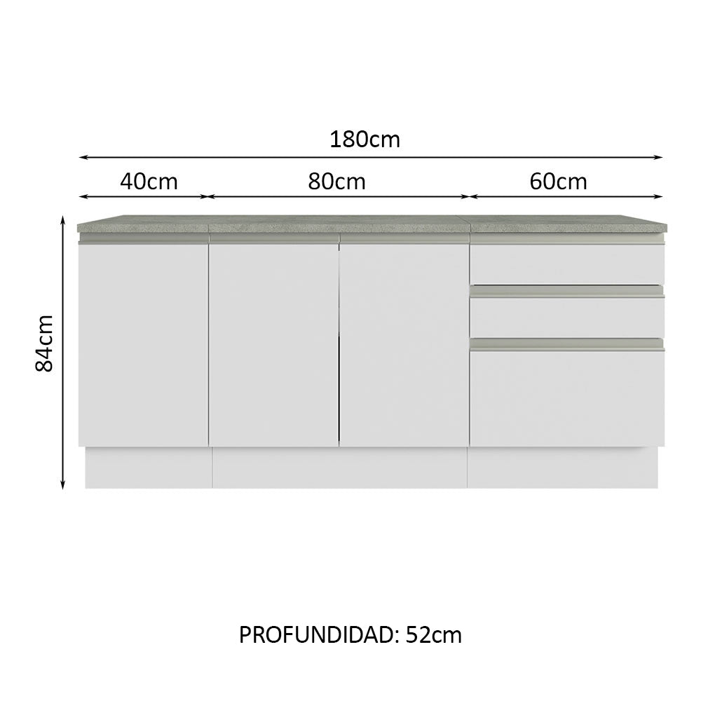 Gabinete para Baño 180cm 3 Puertas 3 Cajones Blanco