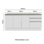 Gabinete para Baño 180cm 3 Puertas 3 Cajones Blanco Madesa