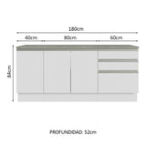 Gabinete para Baño 180cm 3 Puertas 3 Cajones Blanco