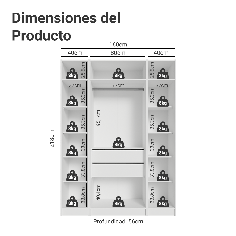 Clóset Modular 160 cm 4 Puertas Blanco Neo Madesa