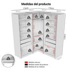 Clóset Modular Esquinero 350 cm 6 Puertas 4 Cajones Blanco Neo Madesa
