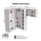 Clóset Modular Esquinero 415 cm 8 Puertas 2 Cajones Blanco Neo Madesa