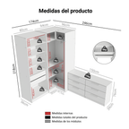 Kit Recámara 420 cm Clóset Modular y Cómoda Blanco Neo Madesa