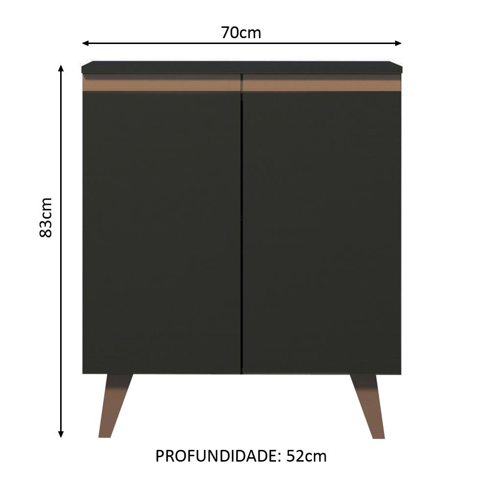 Mueble Estación de Café 70 cm 2 Puertas Negro Reims Madesa