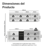 Cocina Integral 240cm Lux Blanco/Negro 05