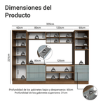 Cocina Integral 320 x 60 cm 9 Puertas 5 Cajones Con Mueble para Horno Marrón/Gris Lux Madesa 01