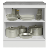 Gabinete Bajo de Cocina 80 x 60 cm 2 Puertas (Con Encimera) Blanco/Gris Vik Madesa