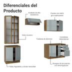 Cocina Integral 270 cm Con Vitrina Marrón/Gris Lux Madesa