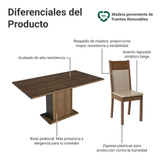 Juego de Comedor Con 6 Sillas Marrón/Crema/Sintético Beige Lousiana