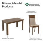 Conjunto de Comedor 6 Sillas Marrón/Crema Honduras Madesa