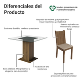 Juego de Comedor con Encimera de Vidrio y 4 Sillas Marrón con Tapizado Sintético Beige Madesa Magda