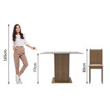Juego de Comedor Mesa con Encimera de Vidrio y 4 Sillas Rustic/Sintético/Beige Magda
