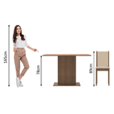 Juego de Comedor Madesa Talita con Mesa de Madera y 4 Sillas Marrón/Crema con Tapizado en Tela Sintética Beige