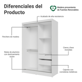 Clóset Soltero 2 Puertas Corredizas 1 Puerta Con Espejo Luke