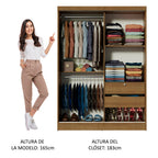Clóset Infantil 119 cm 2 Puertas Corredizas Con 1 Espejo Marrón Nick Madesa