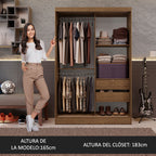 Clóset Soltero 119 cm 2 Puertas Corredizas Con 2 Espejos Marrón Luke Madesa
