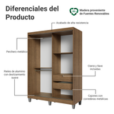 Clóset Soltero 2 Puertas Corredizas Madera con Pies Marron Luke