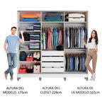 Clóset Matrimonial 231 cm 3 Puertas Corredizas Con 1 Espejo 100% MDF Blanco Royale Madesa