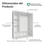 Clóset Matrimonial 170 cm 3 Puertas Corredizas Blanco Monaco Madesa