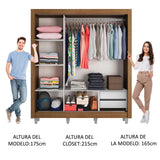 Clóset Matrimonial Lyon 3 Puertas Correderas con Espejos 2 Cajones con Patas Marrón