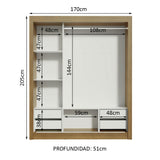 Clóset Matrimonial Lyon Plus 3 Puertas Correderas 4 Cajones Marrón/Blanco