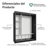 Clóset Matrimonial Monaco 3 Puertas Corredizas Negro/Blanco